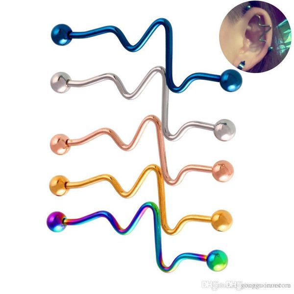 2019 Long Stainless Steel Industrial Piercing Ear Cartilage Plug Tunnel Jewelry Earring Straight Ear Barbell Jewelry From Pinksee 7 02