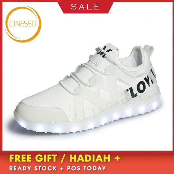 

cinessd new led couple running shoes breathable luminous walking sneakers usb chargeable lightweight lovers jogging shoes unisex, Black