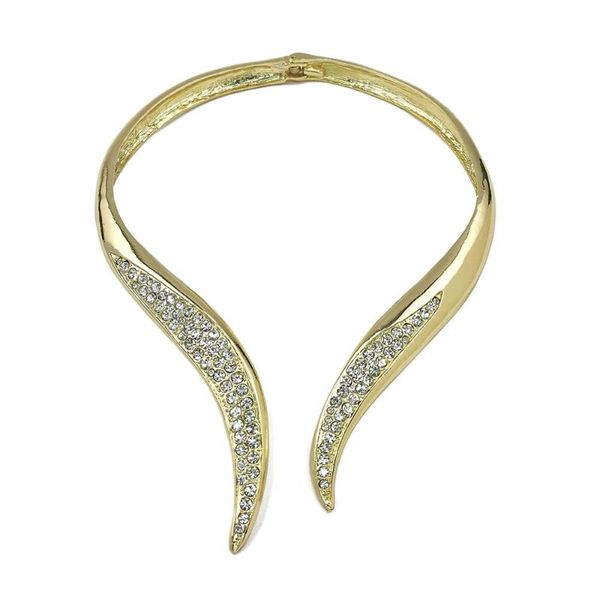 

manilai rhinestone snake design torques choker necklace women alloy collar statement bib necklaces maxi chokers female jewelry, Golden;silver