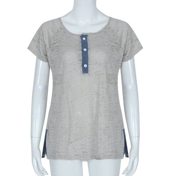 

women's loose-fitting casual button-down shirt t-shirt vest, White