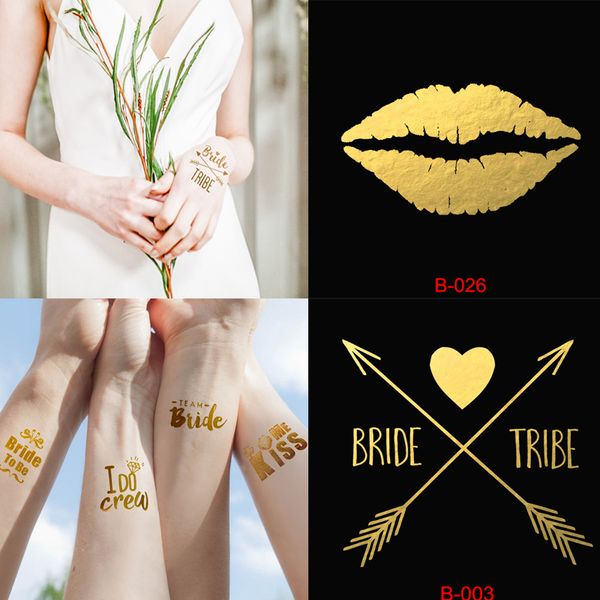 

1pcs single party bride bridesmaid waterproof temporary tattoo gold sticker bride bridesmaid wedding supplies 24 kinds