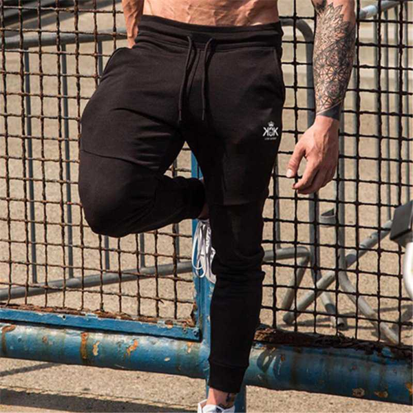 

2020 sports men pants joggers fitness long pants men workout skinny sweatpants running trousers, Black