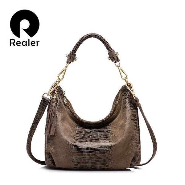 

realer women genuine leather bags female shoulder messenger bag ladies small handbag with serpentine pattern crossbody tote bag y190619