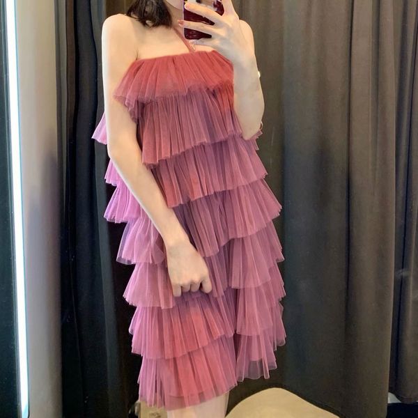 

2019 vestido de festa loose beach summer chiffon dress bohemian halter maxi dress lace vadim beach knee-length dress, Black;pink