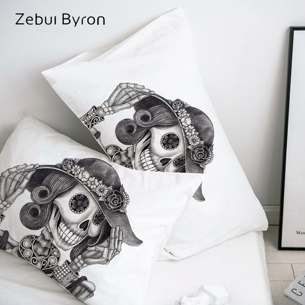 

3d hd pillow case pillowcase custom/50x70/50x75/50x80/70x70 decorative pillow cover,pencil drawing skull lady bedding,drop ship