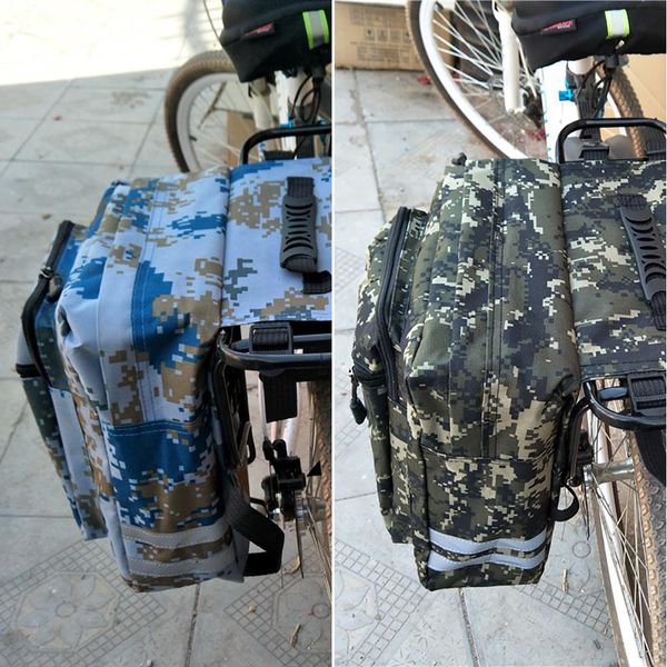 

mountain road bicycle bike 2 in 1 camo trunk bags cycling double side rear rack tail seat pannier pack luggage carrier