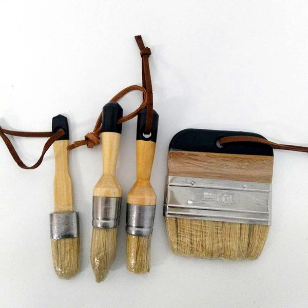 

5pc wooden handle chalk paint pointed brush bristle chalk oil painting wax brush artist art supplies hand tool set ing