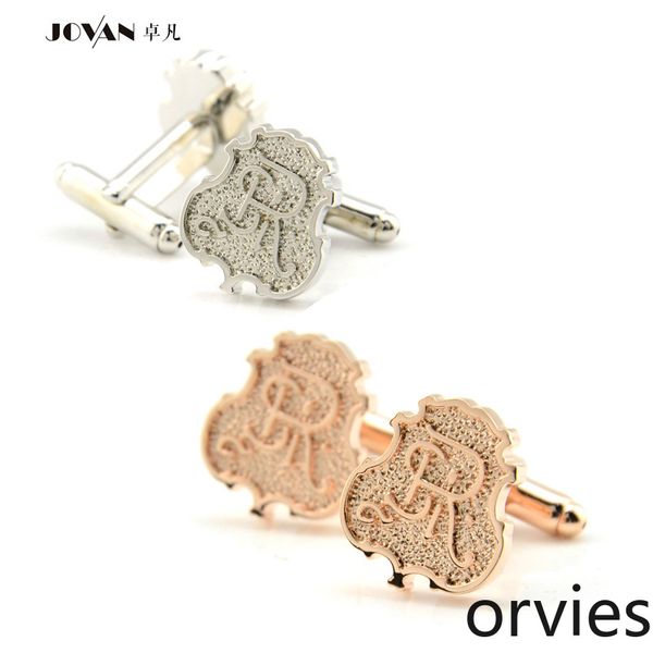 

2020 designer jovan retro english letter r royal emblem totem men's shirt french cufflinks, Silver