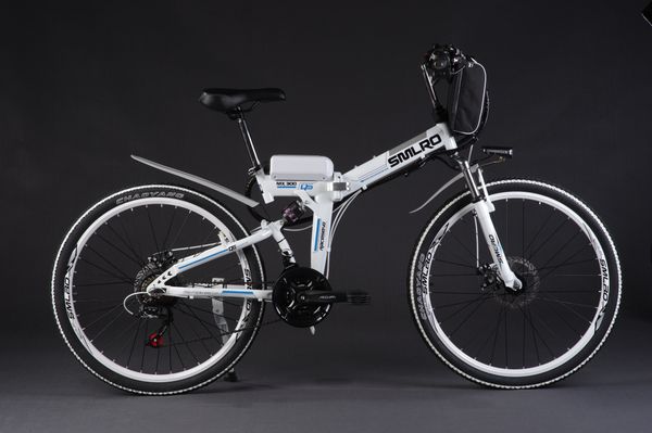 

ebike 24/26 inch electric folding bike with suspension 350w /500w motor follding 21/24/27speed butterfly brake, Silver;blue