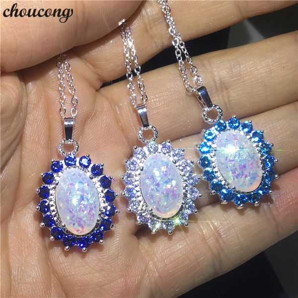 

choucong 3 colors big egg pendants 8ct opal cz 925 sterling silver wedding pendant with necklaces for women men party jewelry