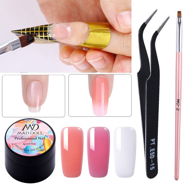 

mad doll poly quick extension uv gel set clear white pink builder nail gel polish for nail extensions forms acrylic tips, Red;pink