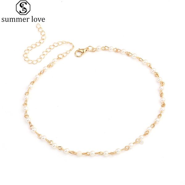 

vintage gold silver color simulated-pearl chain choker necklace for women party pearl necklace 2020 fashion wedding jewelry gift-z