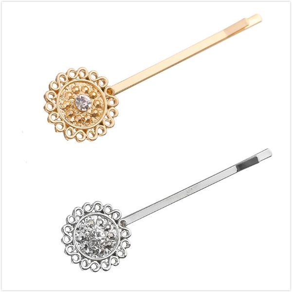 

fashion designer hair pins hollowed flower crystal stick hairpins for women girls european usa selling hair accessories