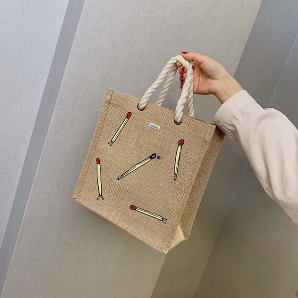 

new korean literary cloth bag straw bag natural linen environmental protection shopping small fresh hand wholesale