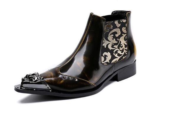

новые зимние сапоги острым носом из натуральной кожи вышивка мужские пинетки лодыжки обувь, Black