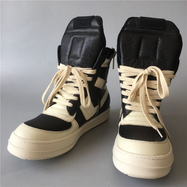 

high end quality genuine leather classical dunk boots nostalgic hip hop rock street boots, Black