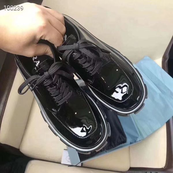 

2020011004 black patent leather platform shoes genuine cow skin laced oxford
