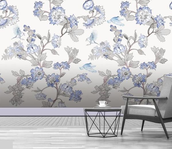 

cjsir custom birds p wallpaper modern backdrop oil painting flowers wall painting living room tv sofa home decor mural