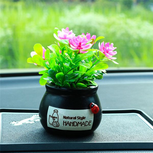 

abs + ceramic car styling 3 species car decoration simulation flower fresh small potted ornaments so beauty auto accessories