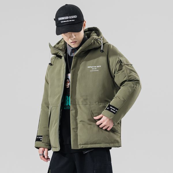 

large sizes winter man hooded coat solid color printing men's coats keep warm black green m-5xl winter clothes men