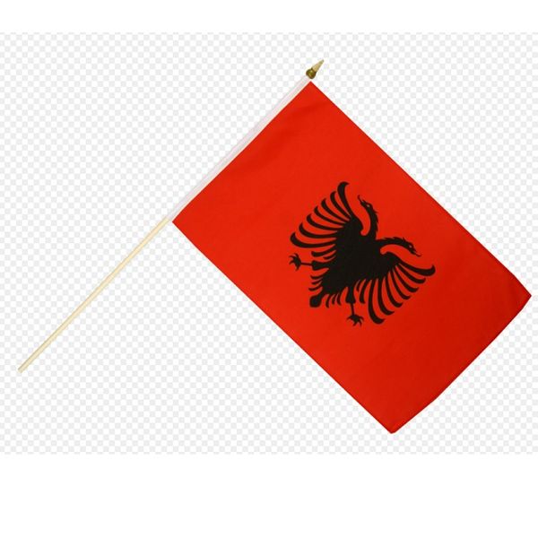 Bandeira Mão Albânia 14x21cm 20x30cm Com Plactic Pole albanesa Poliéster Impresso pequena mão agitando bandeiras Venda