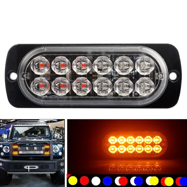 

1pc 12-24v 12 led ultra-thin strobe light cob car beacon lamp truck side warning light car flashing lights traffic