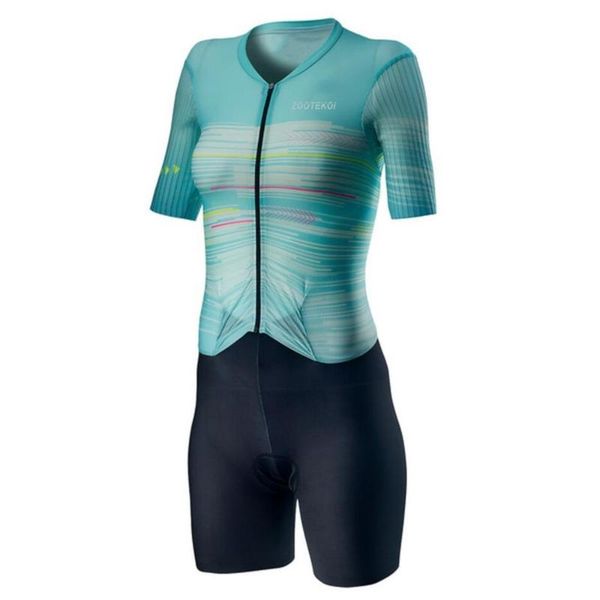 

suits women 2020 cycling set zootekoi triathlo skinsuit trisuit short sleeve speedsuit mtb clothing jersey sets, Black;blue