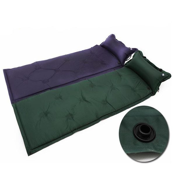 

self inflating roll sleeping bed inflatable pillow air mattress bag camping pad picnic beach sand mat z25 q190603
