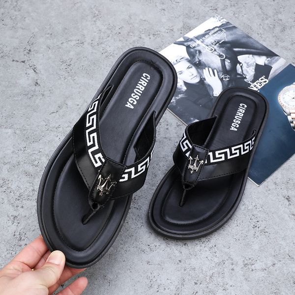 

new style 2018 flip-flops men summer anti-slip flip-flops beach men's sandals fashion fashion korean-style outer wear drag, Black