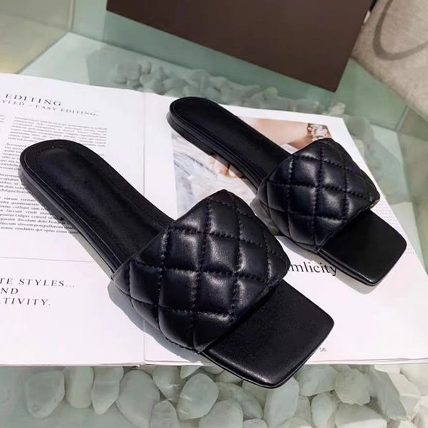 

slippers flat square toe women 2021 summer slides casual beach shoes flip flops embroider slipper sandals zapatos de mujer, Black