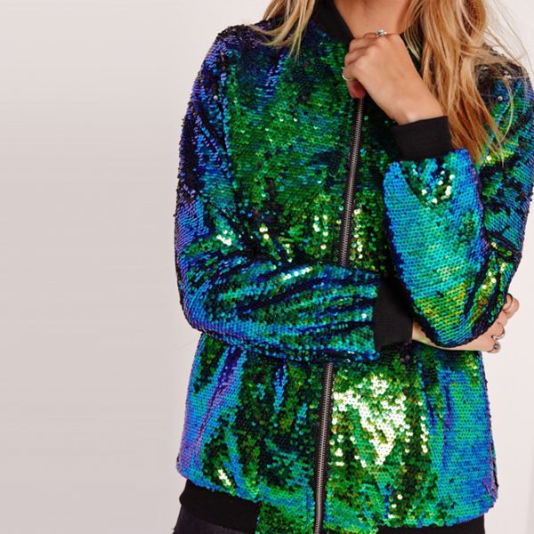 

autumn women bomber jacket long sleeve zipper streetwear jacket preppy loose casual basic coat sequin coat green, Black;brown