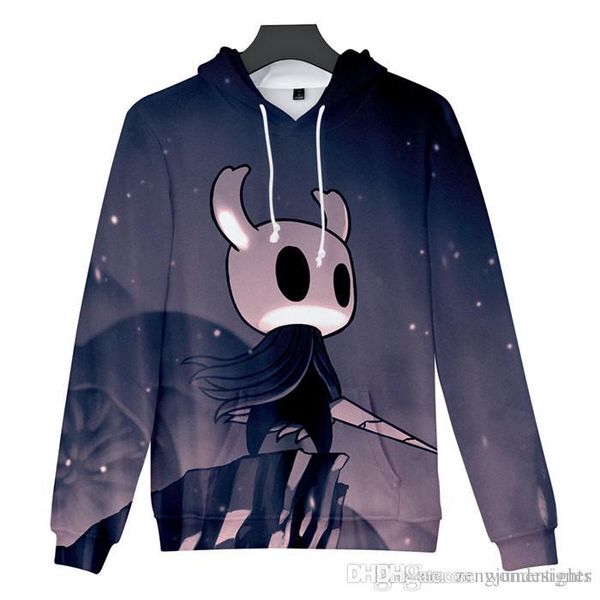 

hoollow knight 3d print mens hoodies long sleece pullover crew neck homme clothing fashion style casual apparel, Black