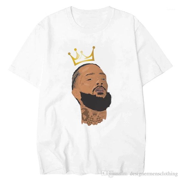 

casual clothing homme tees nipsey hussle mens designer tshirts crew neck short sleeve cartoon character printed, White;black