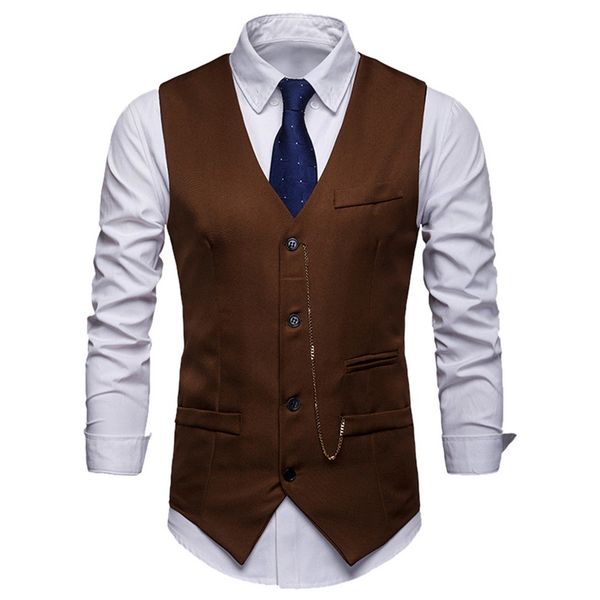

shujin vest waistcoat men vintage solid formal dress business wedding suit vest fashion sleeveless single breasted waistcoat, Black;white