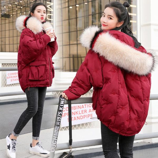 

высокое качество зимы женщин m утка вниз пальто 100% real большой хлеб служил m пуховик с капюшоном талии толстая утка вниз parkas размер m, Black