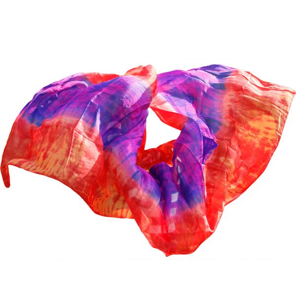 

100% silk stage performance dancewear accessories tie dye light texture veil shawls women scarf costumes belly dance veils, Black;red