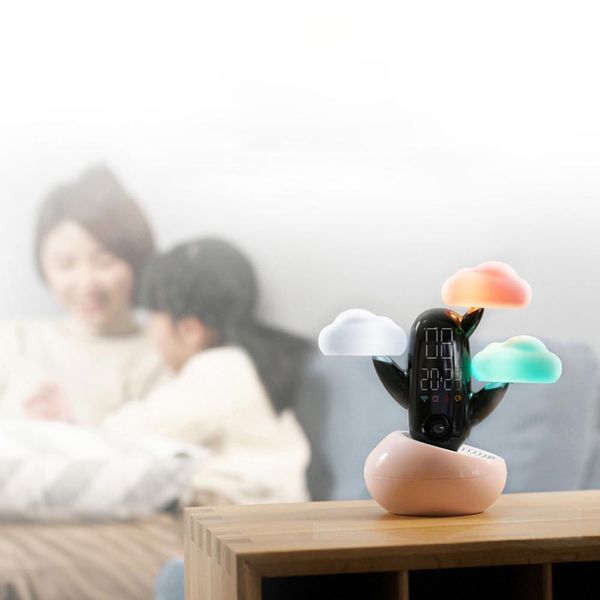 

brelong cloud weather time light intelligent sensing fun snooze alarm clock human night light 1 pc