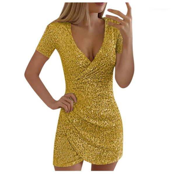

slim elegant party sheath dress off shoulder party dress womens clothing 2020 women v neck short sleeve sparkly sequin, Black;gray