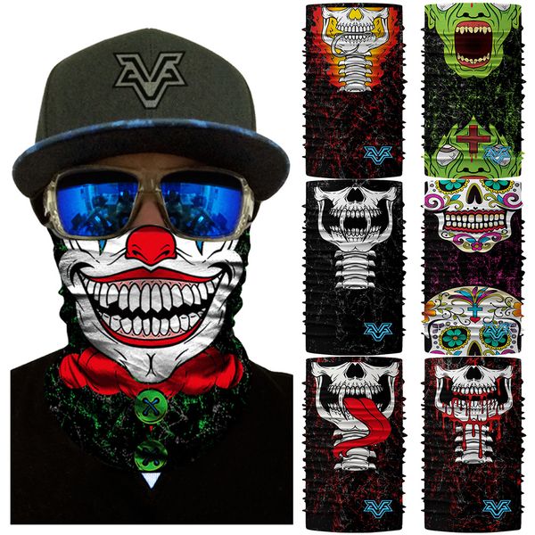 

3d joker motorcycle seamless bandana cosplay zombie neck gaiter face mask sports cycling hiking scarves headband tube neck buffe, Black