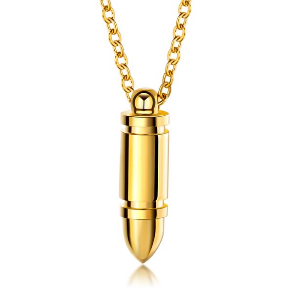 

fashion bullet titanium steel pendant necklace personality trend men gold black silver color stainless steel pendants wholesale