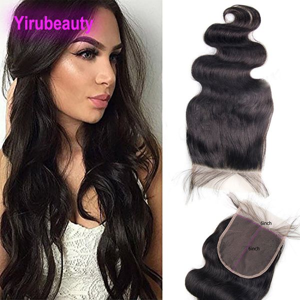 PAIR VIRVIR VIRGEM REMY LACE Fechamento 6x6 Onda corporal seis por seis fechamentos 12-24 polegadas Produtos para o cabelo atacado