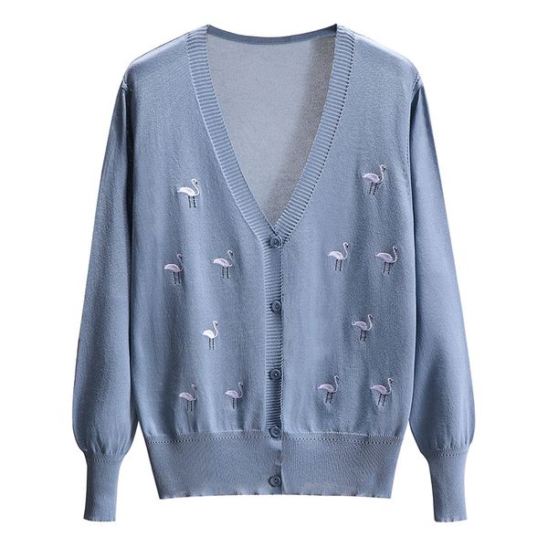 

knitted cardigan sweater women 2019 new summer v neck iced silk embroidery jumper thin slim crop fashion cardigan for female, White;black