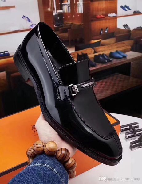 

2 colour tap dance gift genuine leather patent shoes luxury man dress shoes men s size 8-5 with box, Black