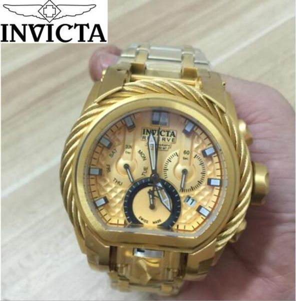 

hk магазин беспошлинной торговли авторизация оригинальный invicta бренда стальной проволоки версия два хронографа 18-каратного золота мужски, Slivery;brown