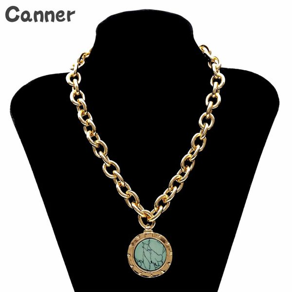 

canner vintage natural stone pendant necklace gold color bohemia style metal short chain necklace for women jewelry gift w25, Silver