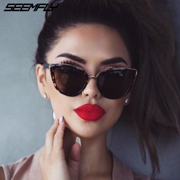 

seemfly cat eye sunglasses women vintage fashion luxury gradient sun glasses lady gafas de sol mujer lunette soleil femme, White;black