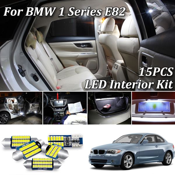 

15pcs white canbus error led car interior lights package kit for 1 series e82 coupe led interior map dome light