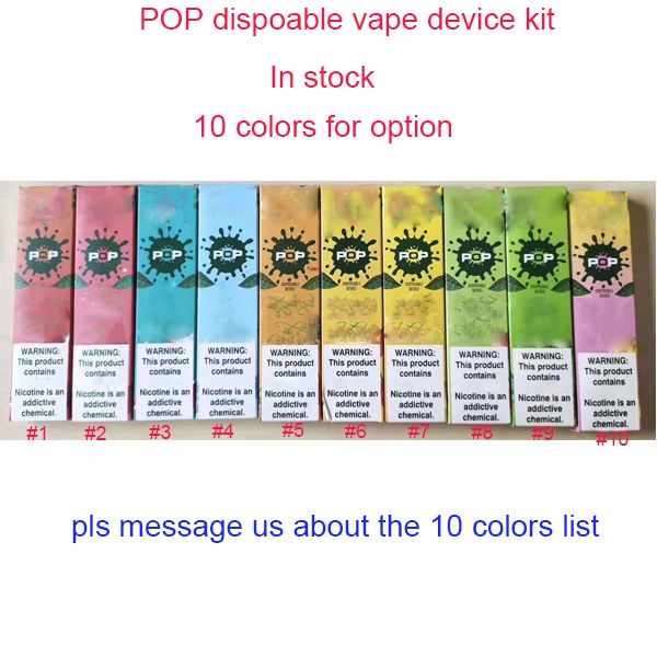

2020 POP Одноразовые Vape Pen устройства Starter Kit Pod 10 цветов 280mAh батареи 1,2 мл картридж заполнен VS слоеного бар ПОШ Eon DHL