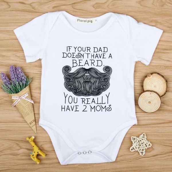 

2018 baby white onesie funny beard pattern if your dad doesn't have a beard letter print bodysuit baby clothes sale, Blue