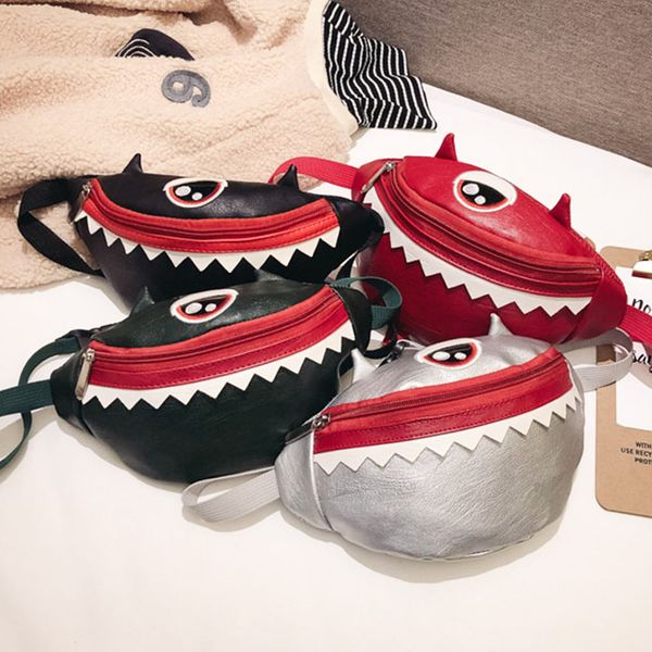 

new waist bags for kids pu monster kids fanny pack high capacity girl belt bags kidney waterproof banana shoulder bag